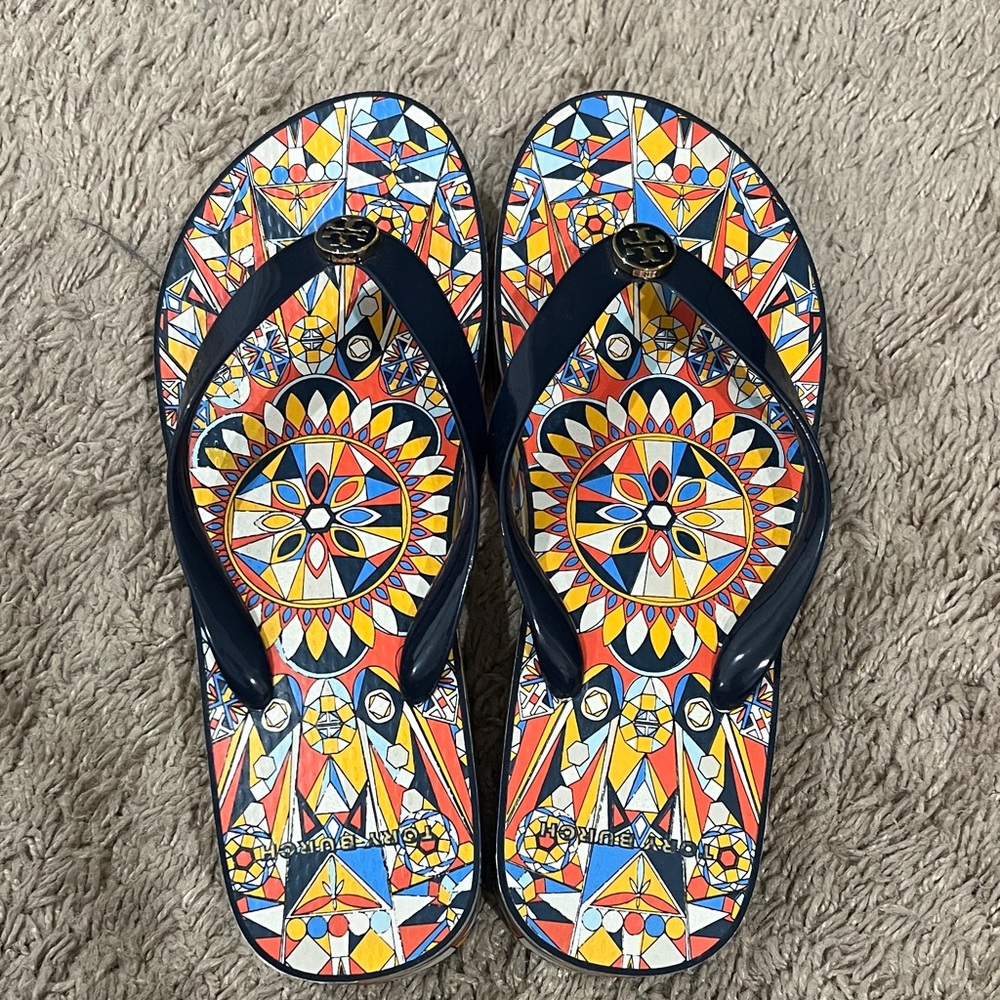 Tory Burch Multicolor Geometric Flip Flops
